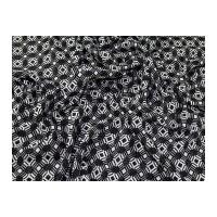 John Kaldor Geometric Monochrome Print Chiffon Dress Fabric Black & White