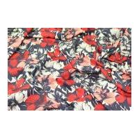 John Kaldor Floral Print Cotton Dress Fabric Red & Grey