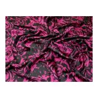 John Kaldor Floral Print Slinky Satin Dress Fabric Magenta & Black