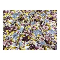 John Kaldor Floral Print Stretch Jersey Dress Fabric Purple & Mustard