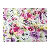 John Kaldor Floral Print Slinky Satin Dress Fabric Pink & Yellow