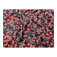 John Kaldor Floral Print Microfibre Dress Fabric Black & Red