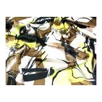 John Kaldor Large Abstract Print Slinky Satin Dress Fabric Black & Yellow