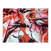 John Kaldor Large Abstract Print Slinky Satin Dress Fabric Pink & Orange