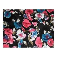 John Kaldor Floral Stretch Cotton Dress Fabric Pink & Turquoise