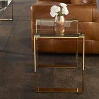 Joyce Lamp Table Square In Clear Glass With Gold Legs