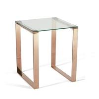 Joyce Lamp Table Square In Clear Glass With Rose Gold Legs
