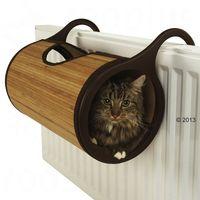 Jolly Moggy Cat Radiator Bed - Brown Bamboo - Diameter 26 x L 47 cm