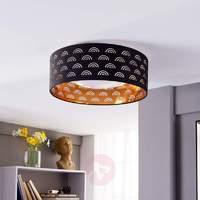 Jorunn - fabric LED ceiling lamp, black and gold