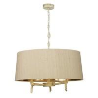 JOS5333 Joshua 3 Light Pendant Light In Old Ivory With Taupe Silk Shade