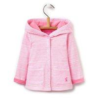 Joules Cuddle Hooded Jersey Jacket Neon Pink Rose Stripe