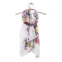 Joules Wensley Long Line Woven Scarf Cream Floral