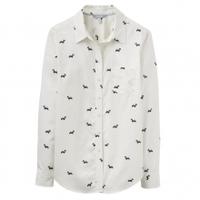 joules ladies lucie semi fitted shirt cream scotty dog 10