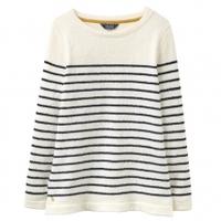 Joules Seaham Textured Breton Jumper, Cream, UK16