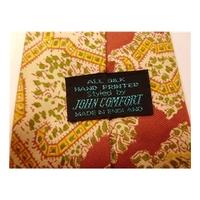John Comfort Maroon Mustard ad Lime Paisley Print High Quality Silk Tie