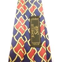 Jonelle Navy Red & Gold Silk Tie