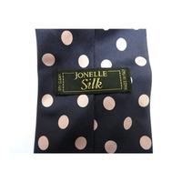 Jonelle Designer Silk Tie Navy With Pink Spots