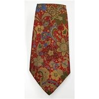 Jonelle deep red mix floral print silk tie