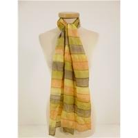 Joan Lee Yellow, Ochre and Satsuma Orange Pintucked Detail 100% Silk Skinny Scarf