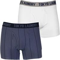 joshua striped plain boxer shorts 2 pack white new navy tokyo laundry