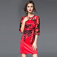 jojo hans womens casualdaily simple sheath dressembroidered round neck ...