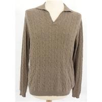 Johnstons Cashmere Size L High Quality Soft and Luxurious Pure Cashmere Brown Jumper