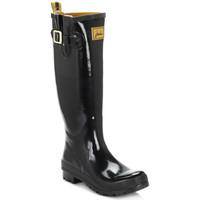 joules womens black field welly glossy wellington boots womens welling ...