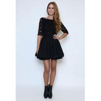 jones and jones audrey dress in black with 34 sleeves