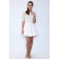 jones and jones audrey dress in cream with 34 sleeves