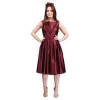 jones and jones romy satin dress in burgundy