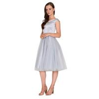 Jones and Jones Jessie Satin Tulle Dress In Grey