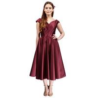 Jones and Jones Jessie Satin Dress In Burgundy