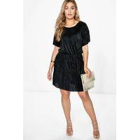 josie shimmer crinkle double layer dress black