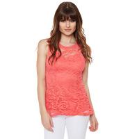 Joseline Sleeveless Lace Peplum Top - Coral