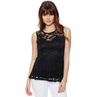 Joseline Sleeveless Lace Peplum Top - Black