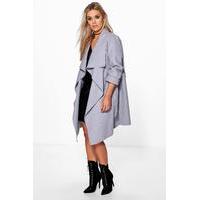 Jourdan Wool Look Wrap Front Coat - grey