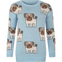 joann knitted pug jumper blue