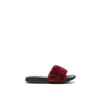 josie wine faux fur sliders