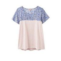 Joules Suzy Jersey Woven Top Mix Blue Ditsy