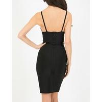 JODIE - Black Bandage Bodycon Dress with High Thigh Split