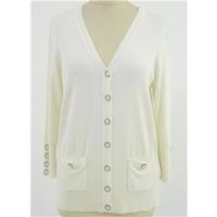 John Lewis Women Size 16 V-neck Cream Cardigan with patch pockets