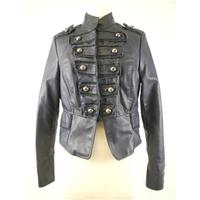 joujou size 10 navy synthetic leather military style jacket