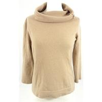 Jones New York Size S High Quality Soft and Luxurious Pure Cashmere Sand Cowl Neck Jumper