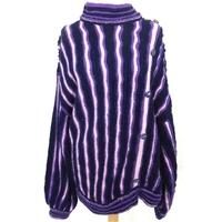 Joan Seldon Size M Hand Made Tonal Purple Striped Knitted Jumper