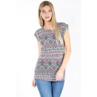 joanna multi print cap sleeves t shirt