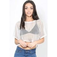 Joey See Through Short Sleeves HiLo Crop Top