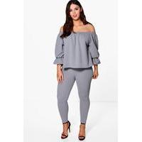 Joslyn Frill Top Trouser Co-ord - grey