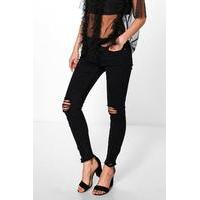 jody frayed hem stretch distressed jean black