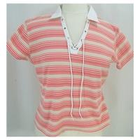 Joie de Vivre - size M, coral stripe - Cap sleeved T-shirt