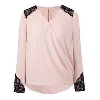 Joanna Hope Lace Trim Wrap Blouse